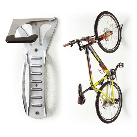 PORTABICI A MURO ZINC. C/BLOCC.RUOTA
